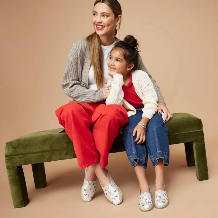 Toms TOMS Classics Alpargata Kids Shoe Silver Shimmer Embroidered Candy Canes 8211 WomenKids Toms TOMS Classics Alpargata Kids Shoe Silver Shimmer Embroidered Candy Canes 8211 WomenKids
