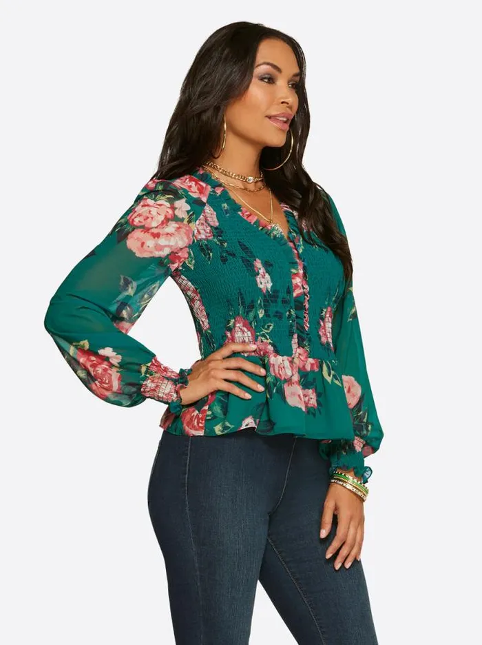 Tops Clothing Jessica Simpson Averie Top In Cosmic Rosettes