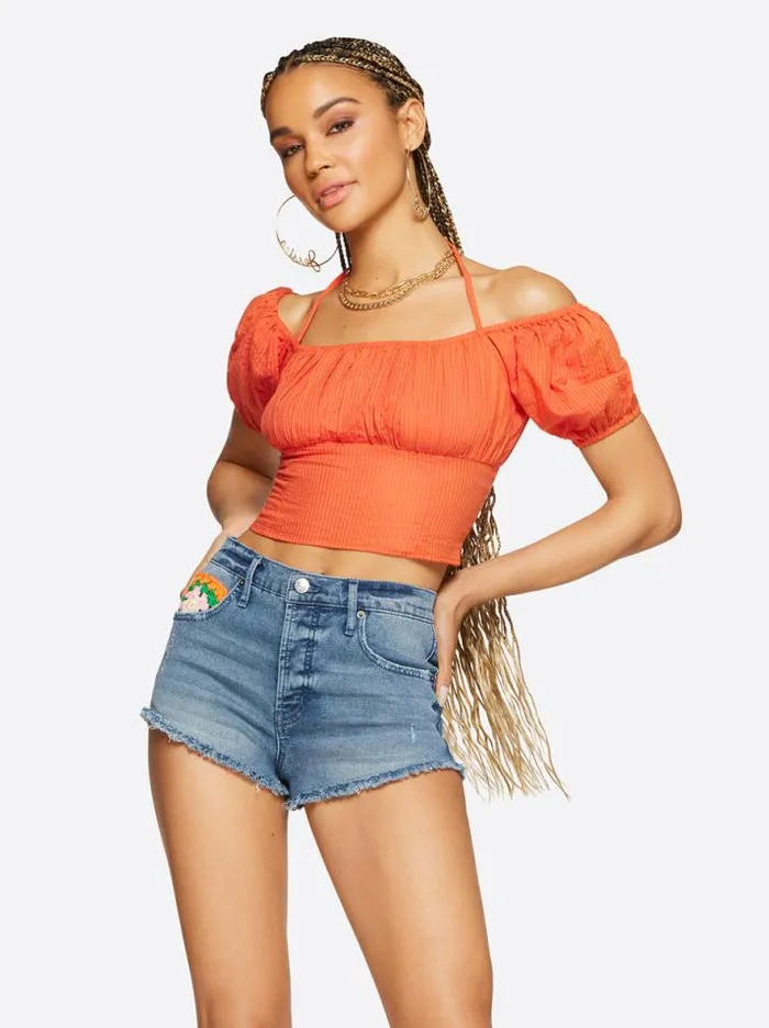 Tops Clothing Jessica Simpson Irin Halter Tie Top In Paprika
