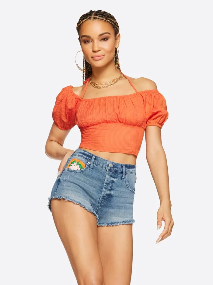 Tops Clothing Jessica Simpson Irin Halter Tie Top In Paprika