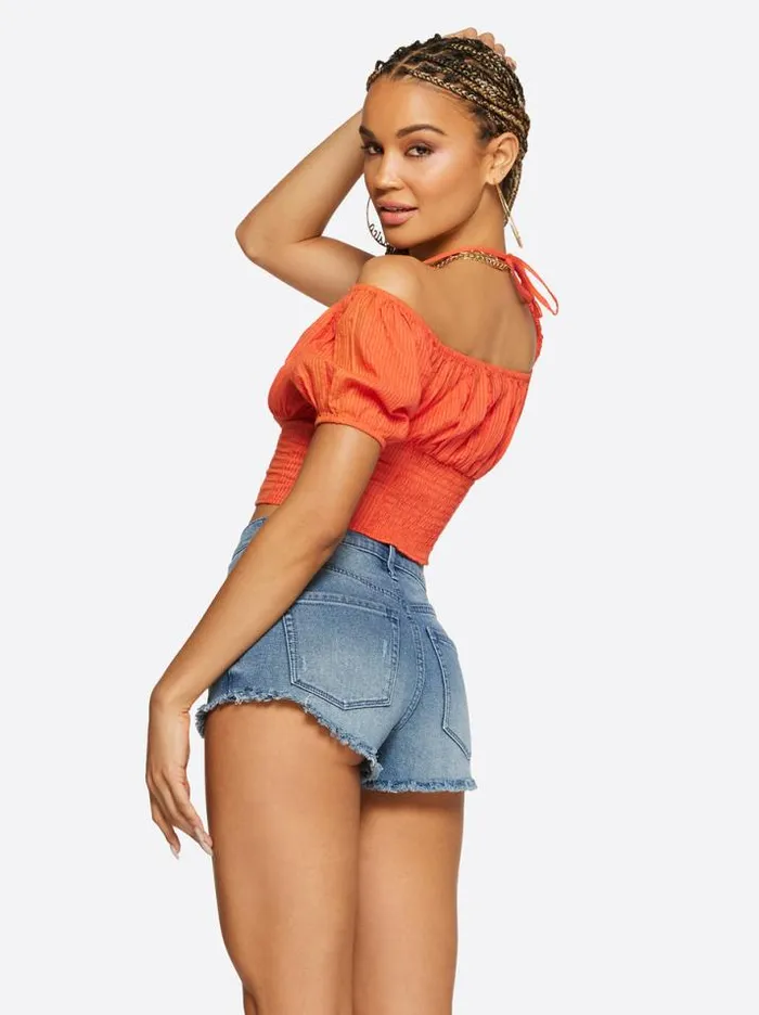 Tops Clothing Jessica Simpson Irin Halter Tie Top In Paprika