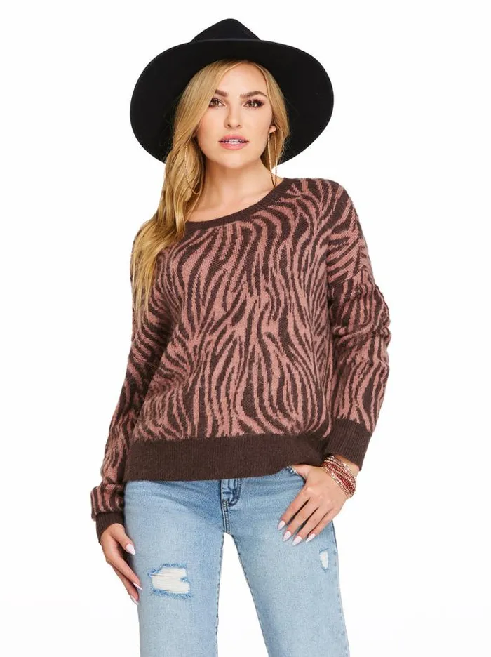 Tops Clothing Jessica Simpson Kenna Sweater In Tinted Zebra
