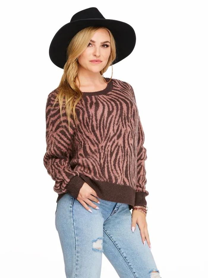 Tops Clothing Jessica Simpson Kenna Sweater In Tinted Zebra