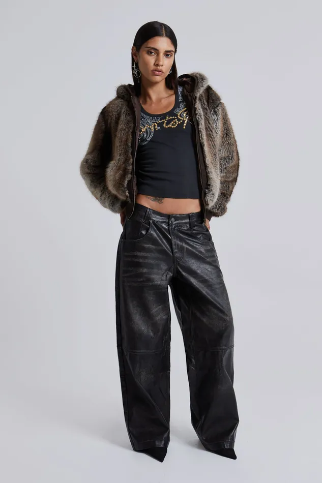 Tops Jaded London Women Shop Ash Faux Leather Colossus Trousers