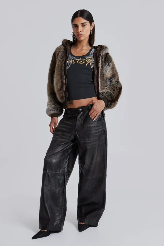 Tops Jaded London Women Shop Ash Faux Leather Colossus Trousers