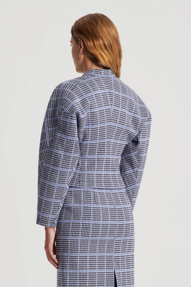 Tops Scanlan Theodore Women PLAID SCUBA TOP COBALT Tops Scanlan Theodore Women PLAID SCUBA TOP COBALT
