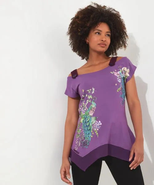 Tops Tunics and Blouses Apparel Perfect Peacock Jersey Top Purple Joebrowns