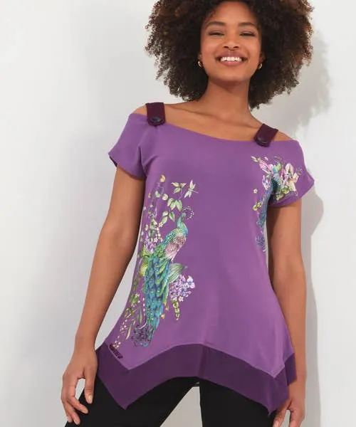 Tops Tunics and Blouses Apparel Perfect Peacock Jersey Top Purple Joebrowns Tops Tunics and Blouses Apparel Perfect Peacock Jersey Top Purple Joebrowns