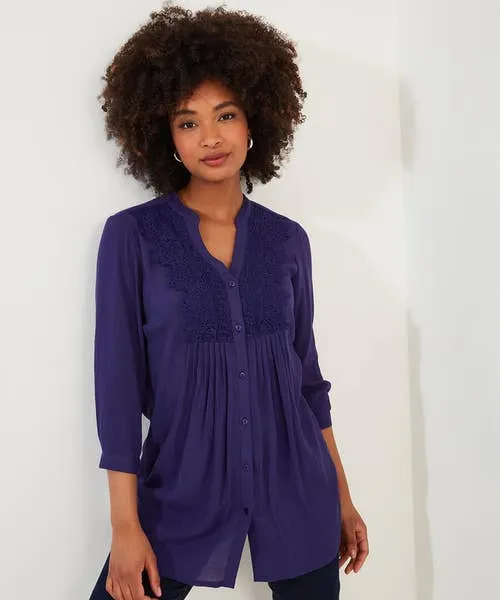 Tops Tunics and Blouses Joebrowns Apparel Lovely Lace Trim Blouse Deep Purple