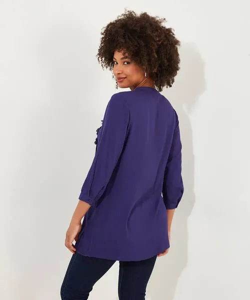 Tops Tunics and Blouses Joebrowns Apparel Lovely Lace Trim Blouse Deep Purple