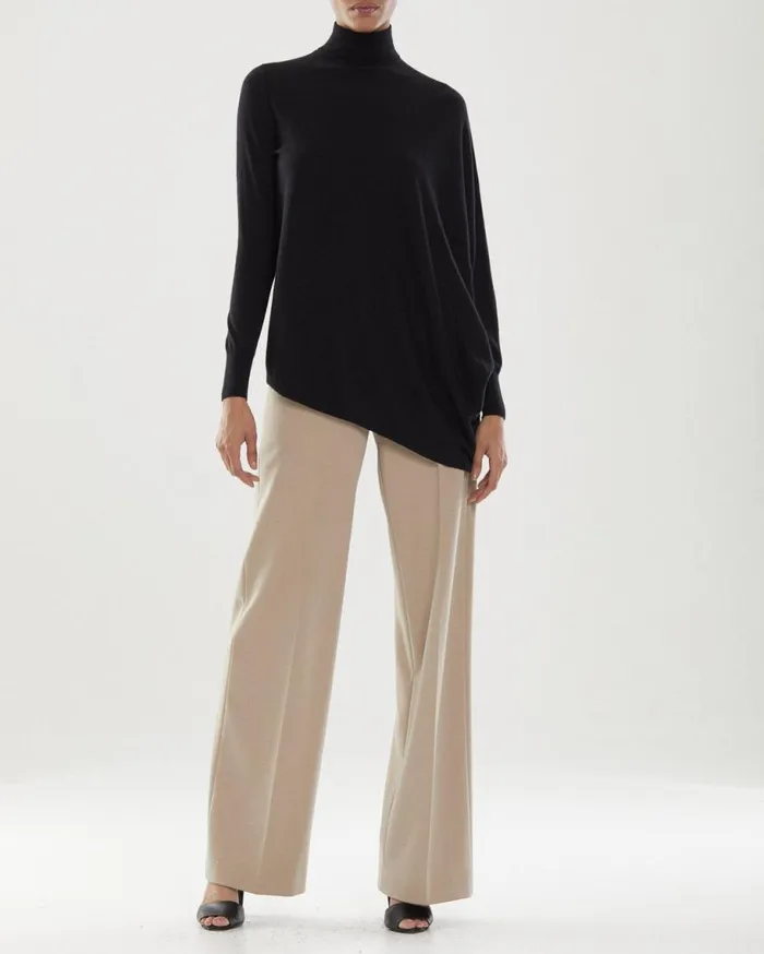 Tops Women Halston Liz TNeck Asym Sweater Jet Black