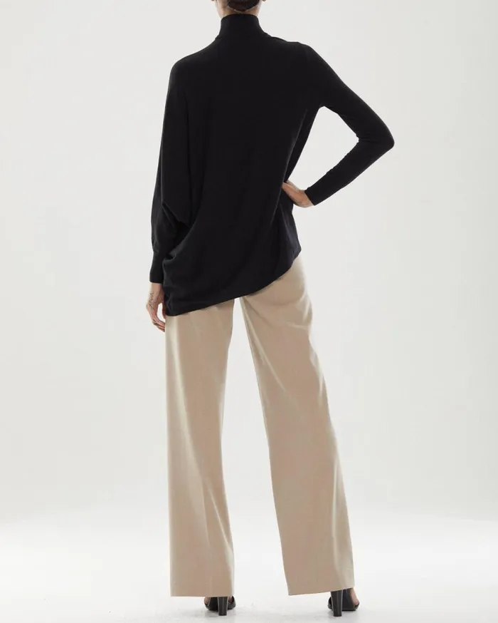 Tops Women Halston Liz TNeck Asym Sweater Jet Black
