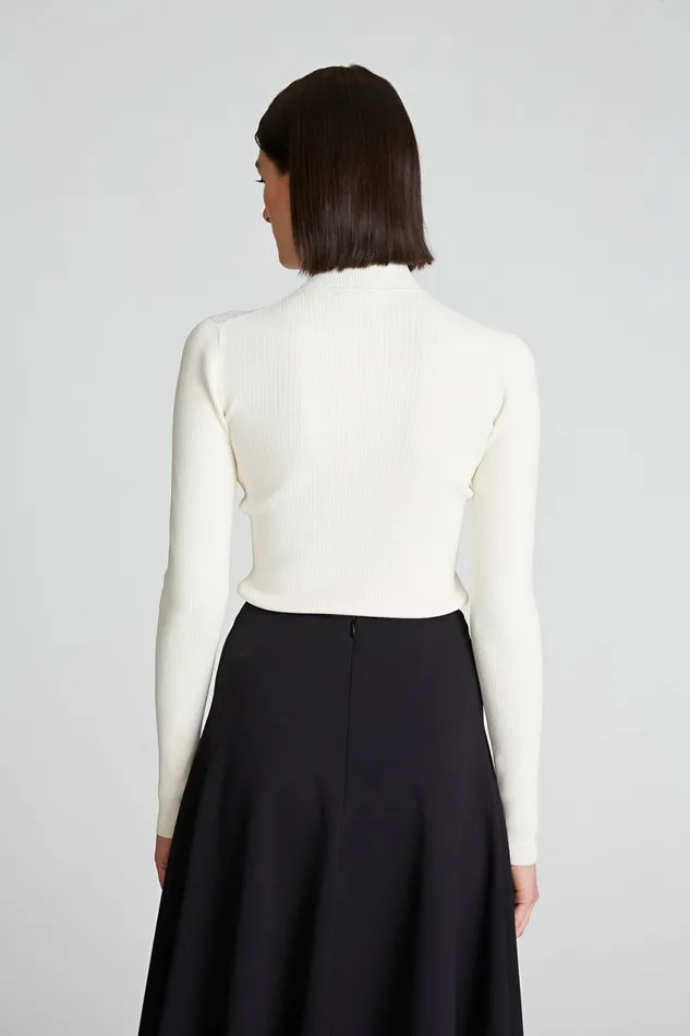 Tops Women Halston Ty Turtleneck In Matte Viscose Ivory