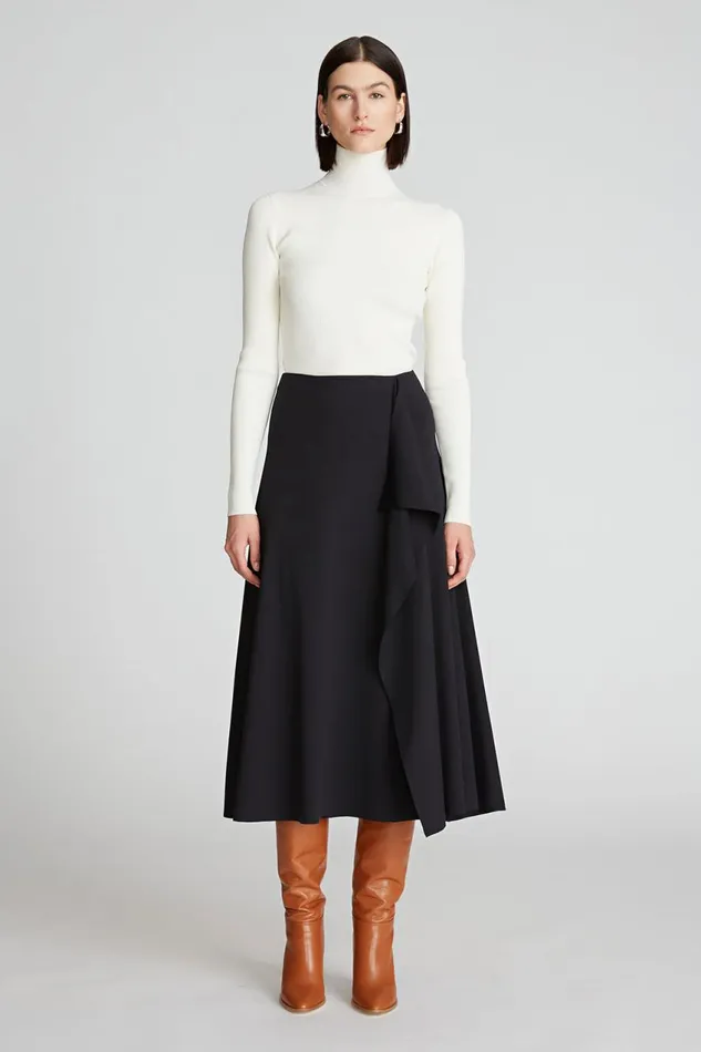 Tops Women Halston Ty Turtleneck In Matte Viscose Ivory