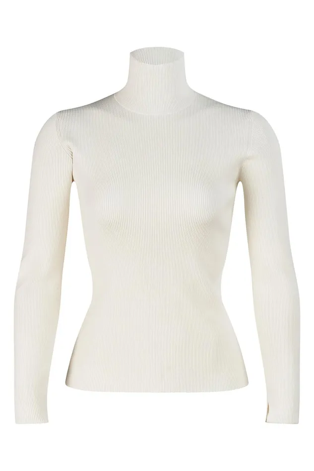 Tops Women Halston Ty Turtleneck In Matte Viscose Ivory