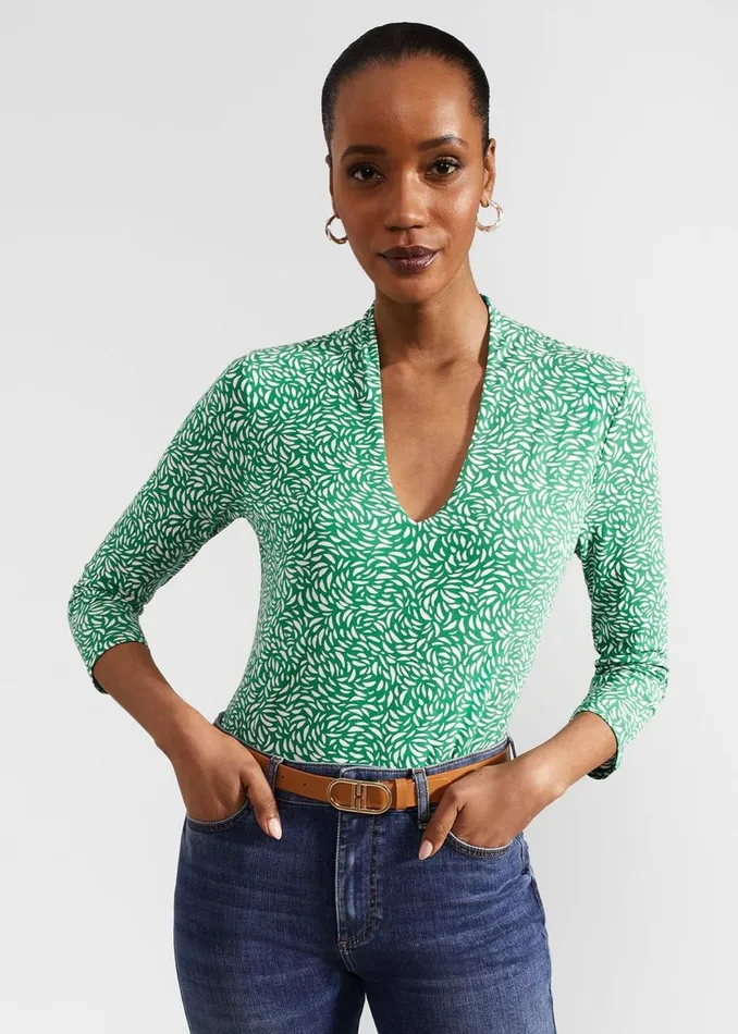 Tops Women HOBBS Aimee Printed Top Green Ivory