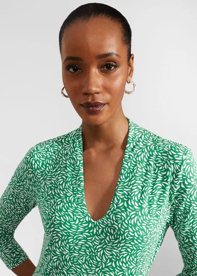 Tops Women HOBBS Aimee Printed Top Green Ivory
