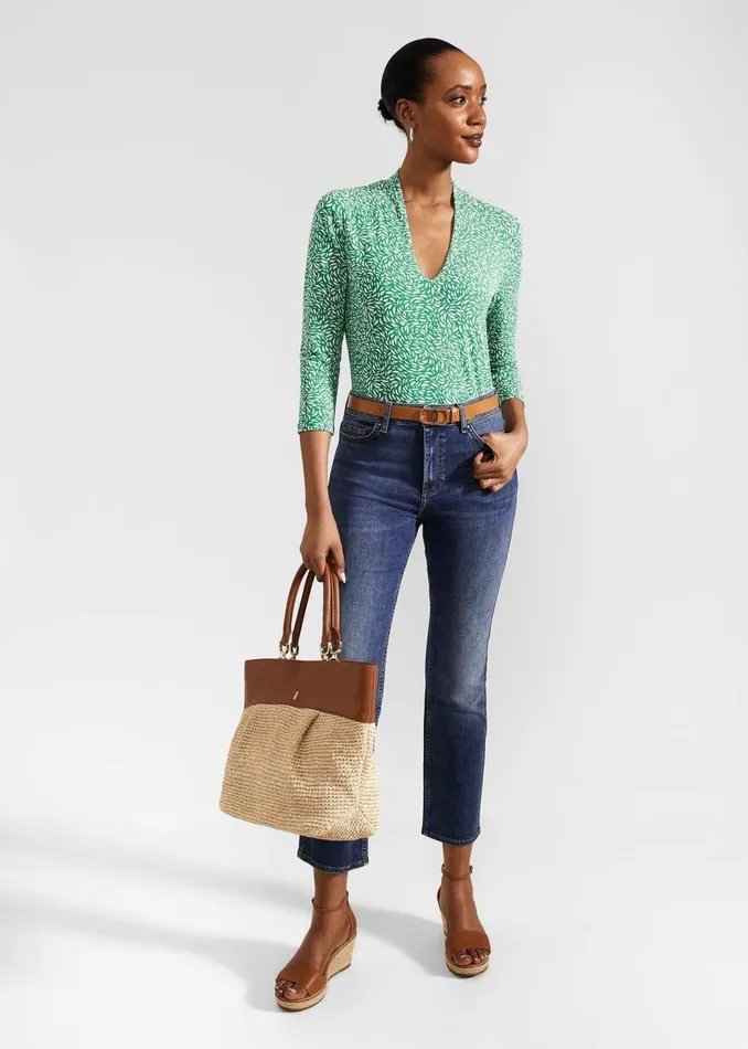 Tops Women HOBBS Aimee Printed Top Green Ivory