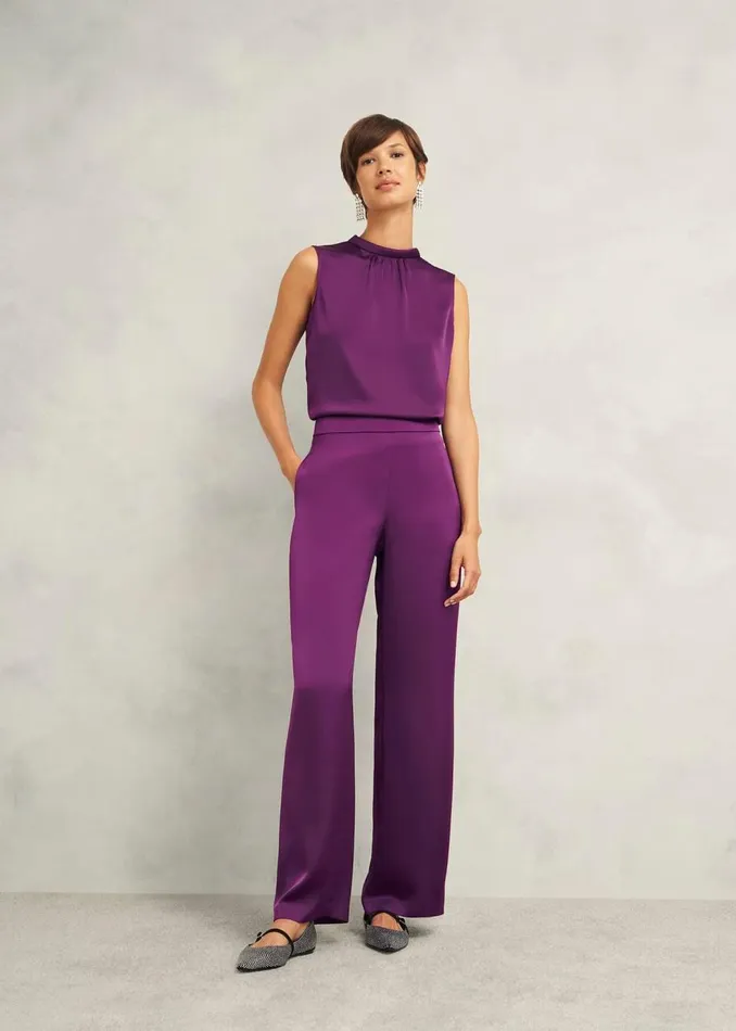 Trousers Women HOBBS Judith Satin Trouser Vibrant Purple