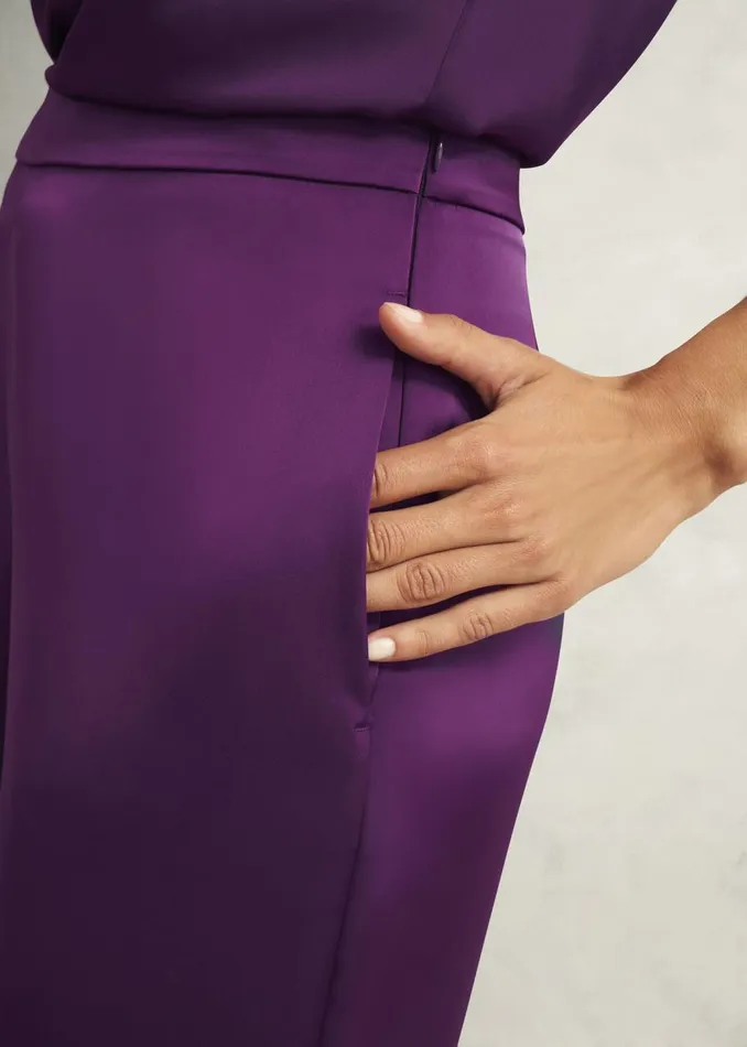 Trousers Women HOBBS Judith Satin Trouser Vibrant Purple