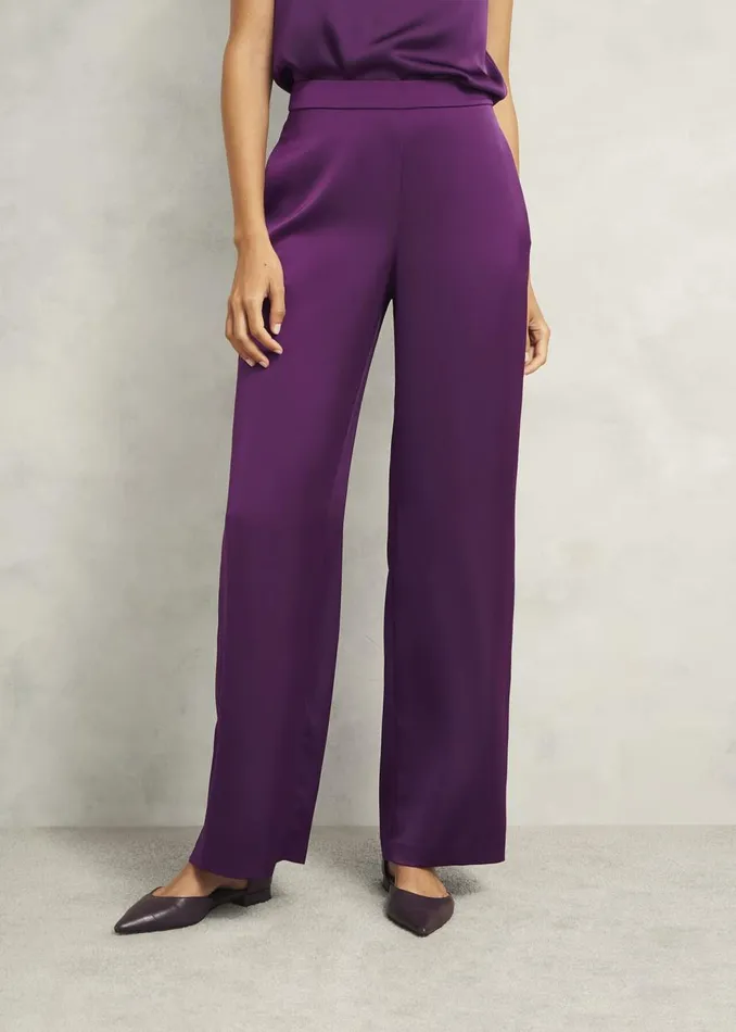Trousers Women HOBBS Judith Satin Trouser Vibrant Purple