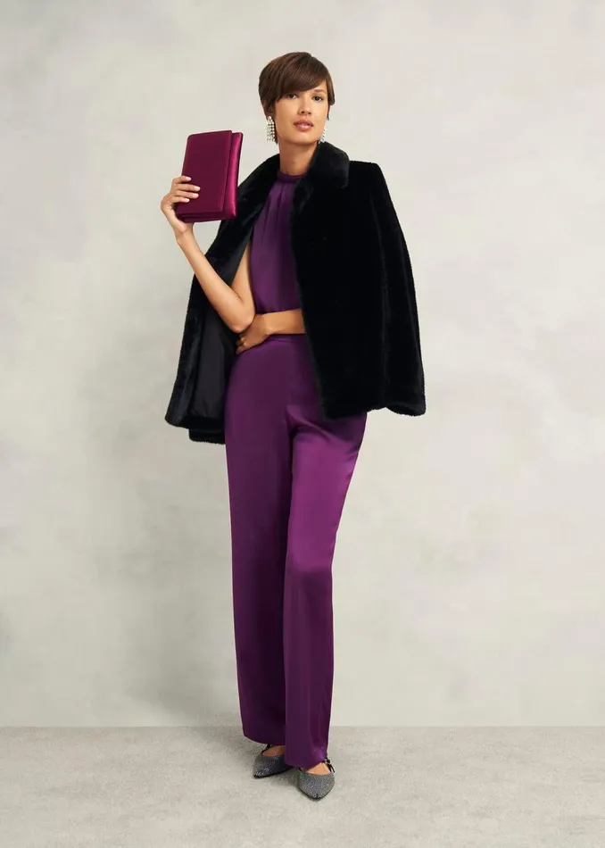 Trousers Women HOBBS Judith Satin Trouser Vibrant Purple