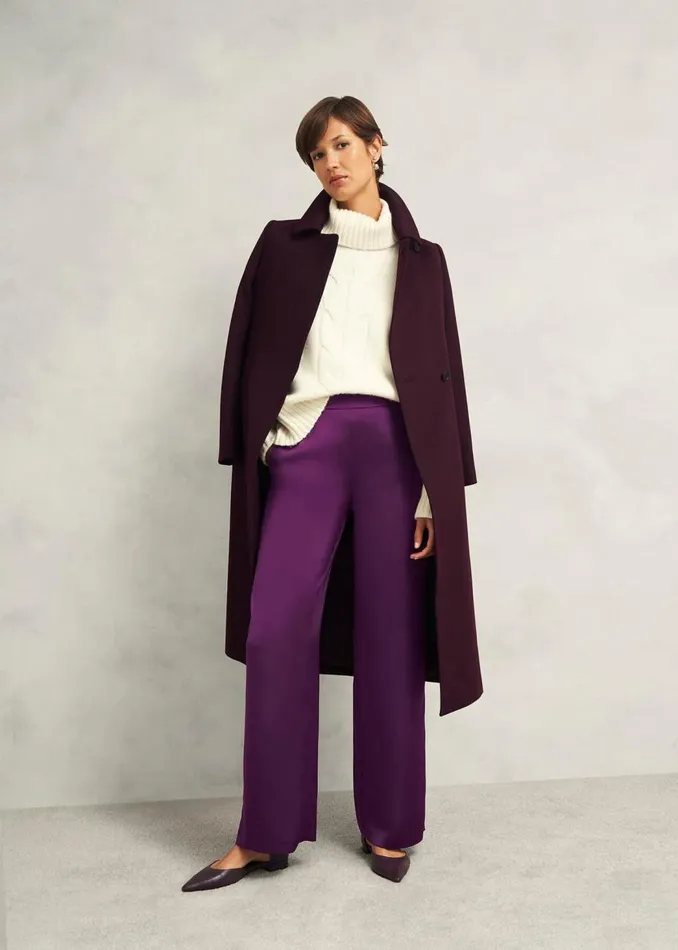 Trousers Women HOBBS Judith Satin Trouser Vibrant Purple