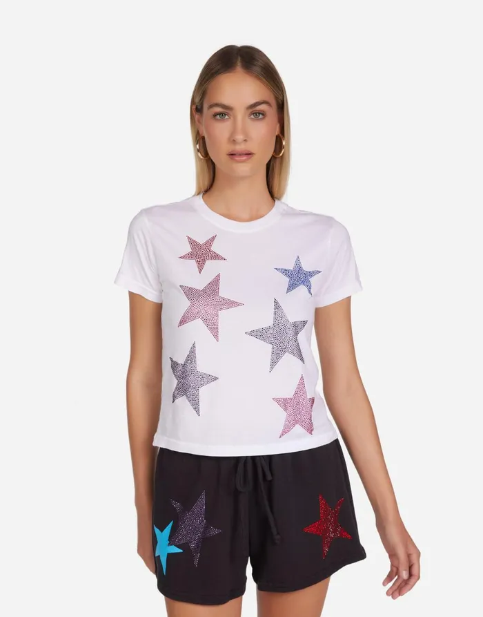 Ursula Color Crystal Multi Stars White Women039s Lauren Moshi Short Sleeve