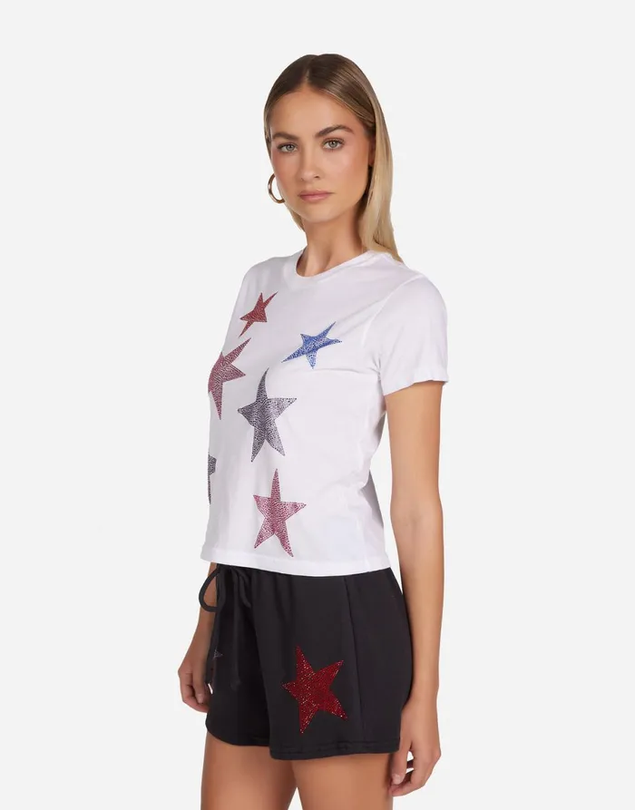 Ursula Color Crystal Multi Stars White Women039s Lauren Moshi Short Sleeve