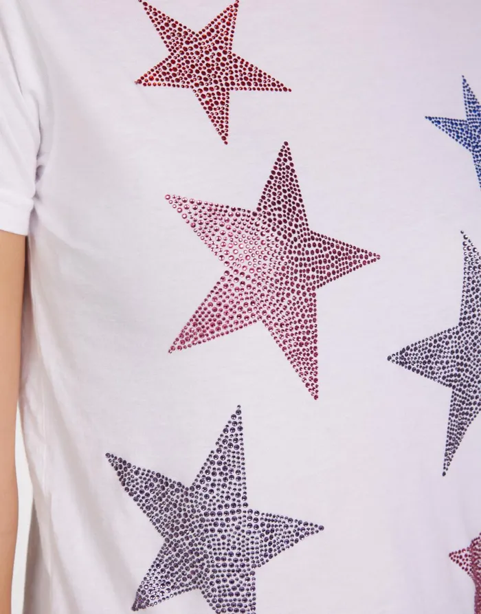 Ursula Color Crystal Multi Stars White Women039s Lauren Moshi Short Sleeve