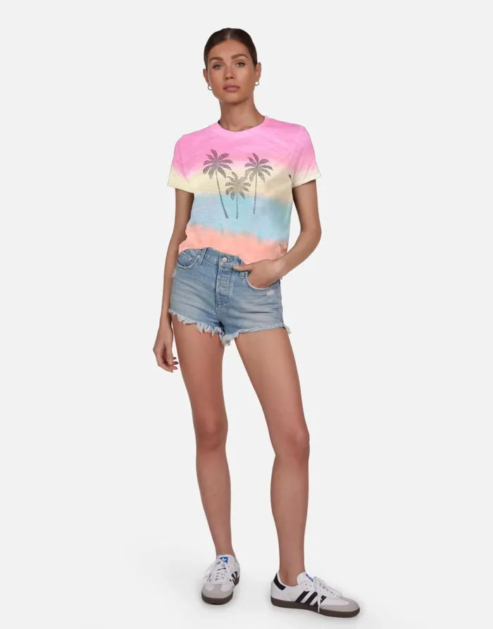 Ursula Crystal Palm Trees Pastel Rainbow Women039s Lauren Moshi Short Sleeve