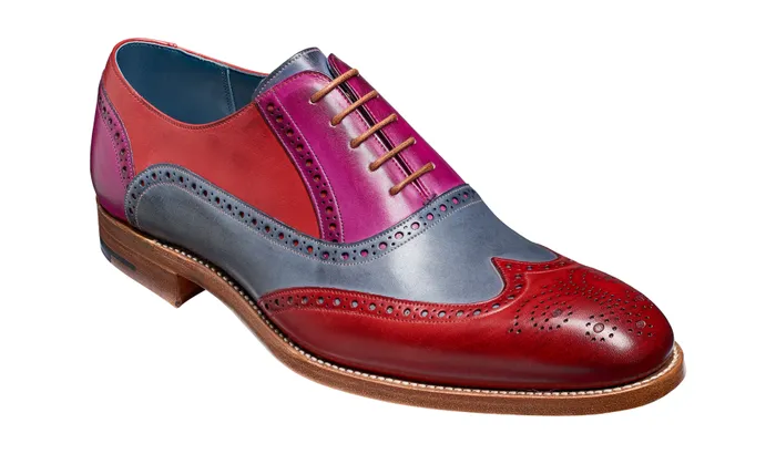 Valiant Multi 8211 Red Grey Purple Hand Painted Men Barker Shoes Mens Brogues
