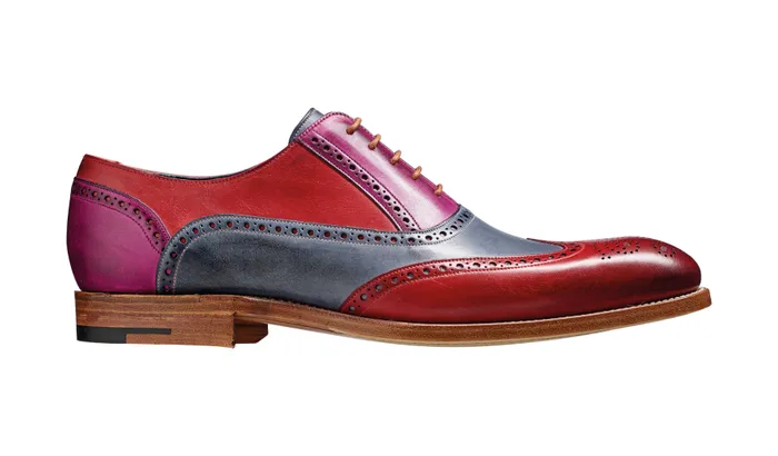 Valiant Multi 8211 Red Grey Purple Hand Painted Men Barker Shoes Mens Brogues