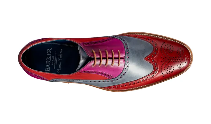 Valiant Multi 8211 Red Grey Purple Hand Painted Men Barker Shoes Mens Brogues
