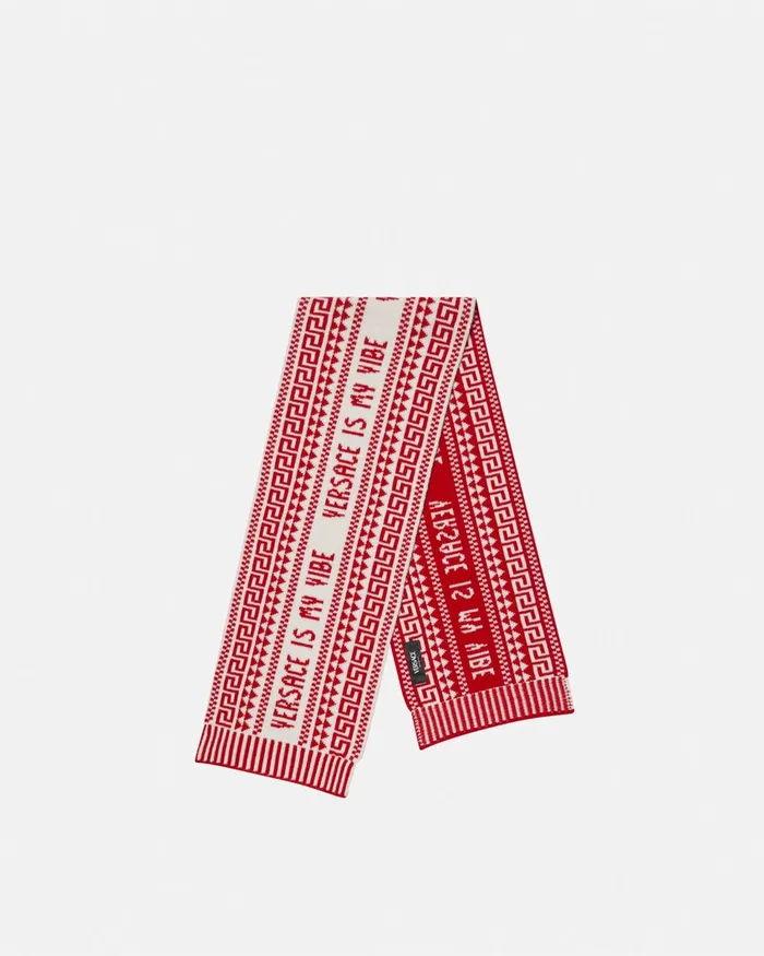Versace Bags and Accessories Kids Fair Isle Jacquard Knit Scarf White