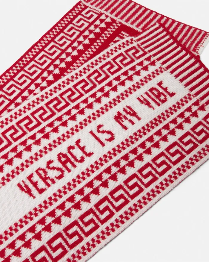Versace Bags and Accessories Kids Fair Isle Jacquard Knit Scarf White