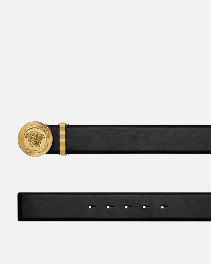 Versace Belts Men Medusa Biggie Leather Belt 4 Cm Blackgold