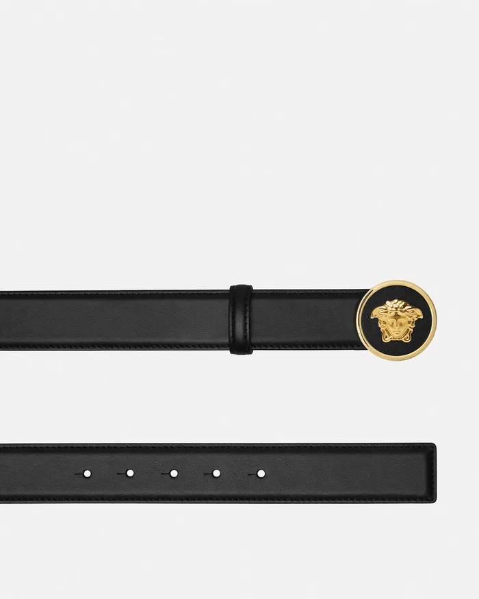 Versace Belts Women La Medusa Leather Belt 12034 Blackgold