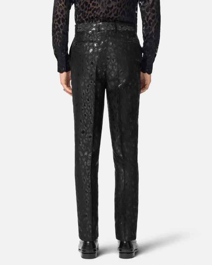 Versace Blazers and Suits Men Leopard Jacquard Formal Trousers Black