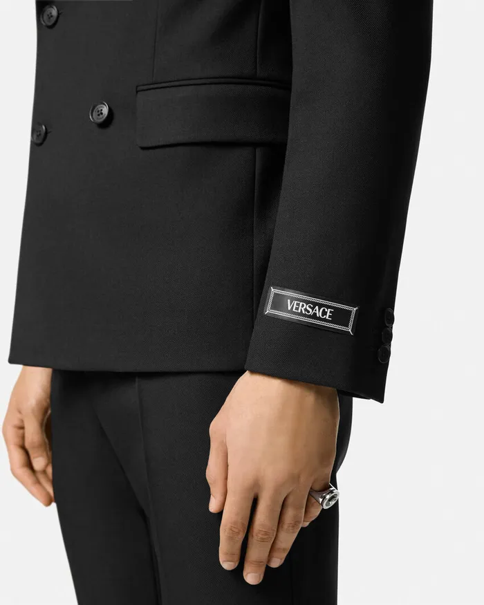 Versace Blazers and Suits Men Wool DoubleBreasted Blazer Black