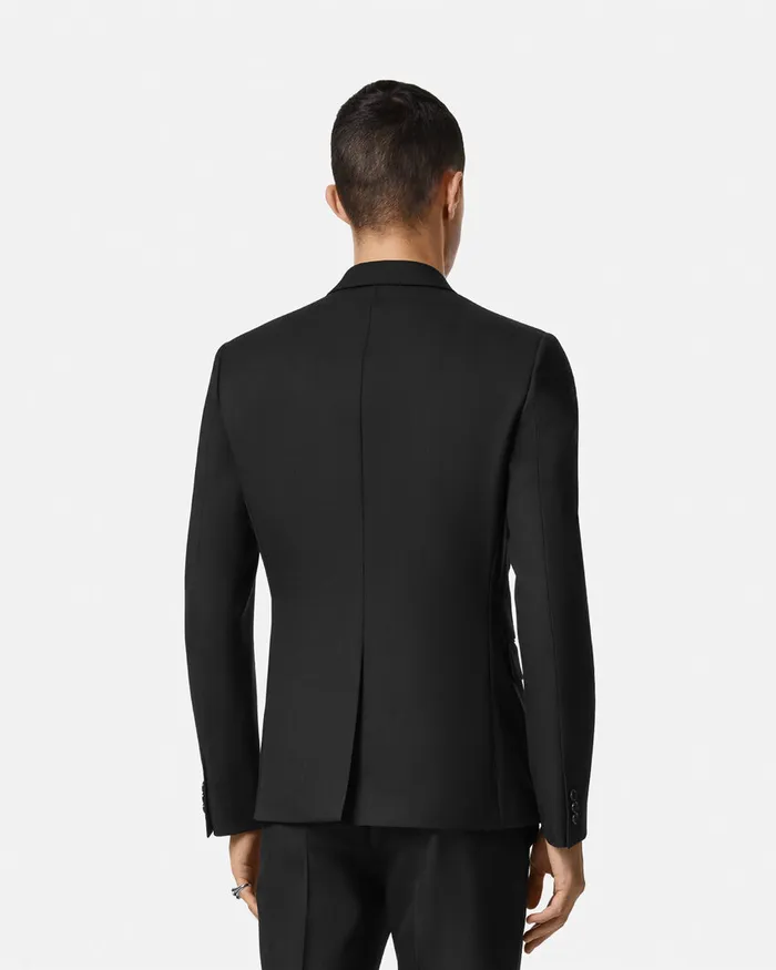 Versace Blazers and Suits Men Wool DoubleBreasted Blazer Black