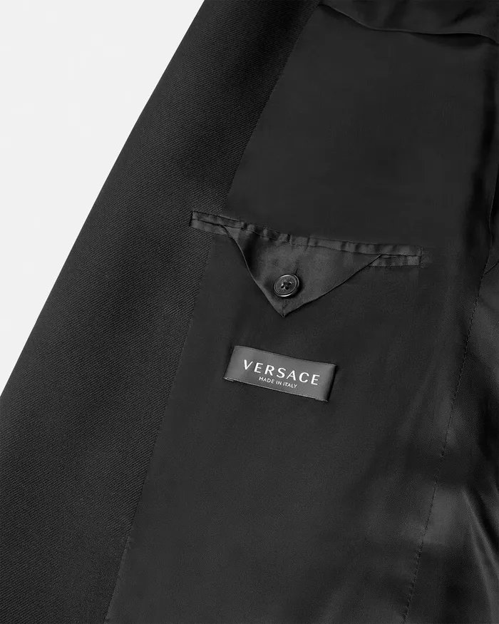 Versace Blazers and Suits Men Wool DoubleBreasted Blazer Black