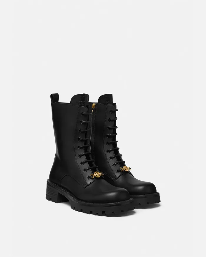 Versace Boots Women Medusa 03995 LaceUp Boots 35 Mm Blackgold