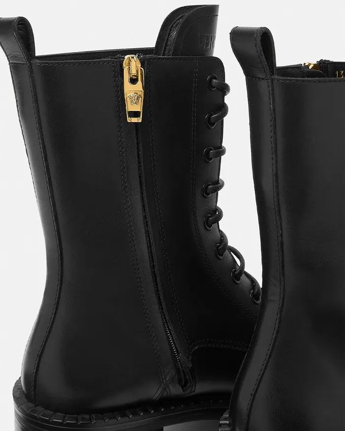 Versace Boots Women Medusa 03995 LaceUp Boots 35 Mm Blackgold