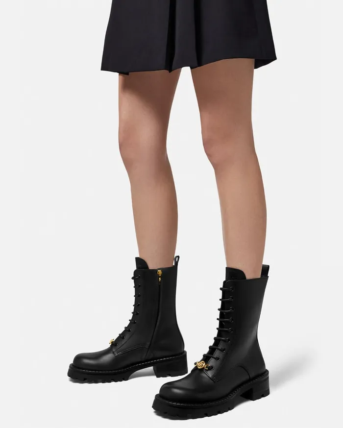 Versace Boots Women Medusa 03995 LaceUp Boots 35 Mm Blackgold