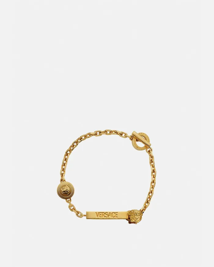 Versace Bracelets Men Medusa Greca Logo Bracelet Light Gold