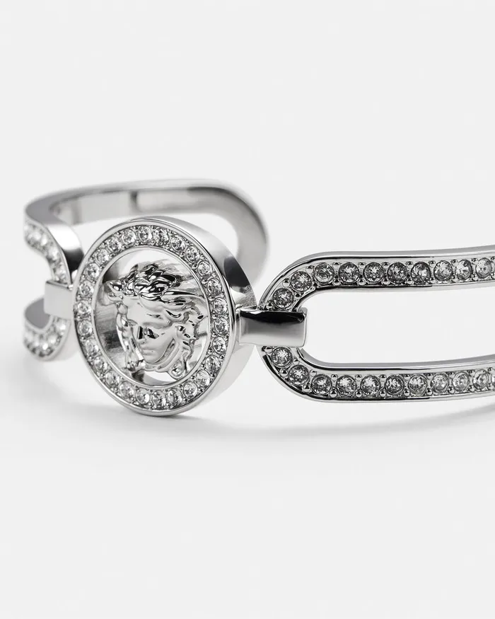 Versace Bracelets Women Crystal Medusa 03995 Cuff Bracelet Silver