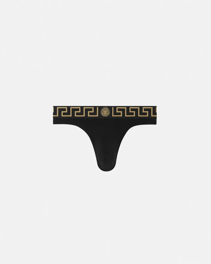 Versace Briefs Men Greca Border Thong Black