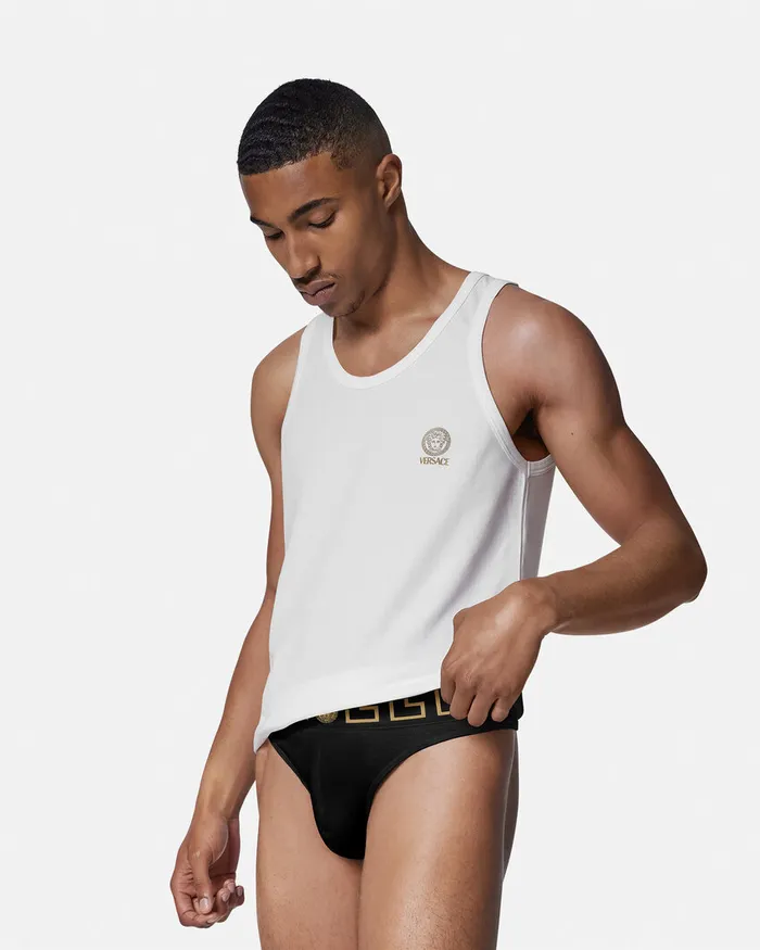 Versace Briefs Men Greca Border Thong Black