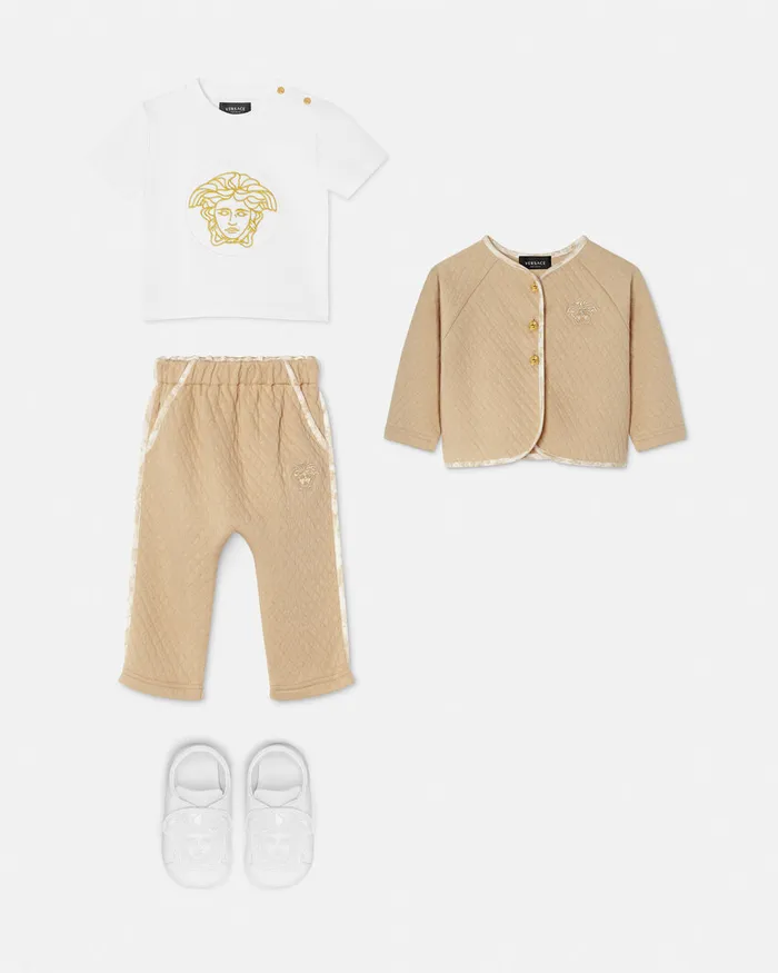 Versace Clothing Kids Embroidered Medusa Baby TShirt Whiteprint